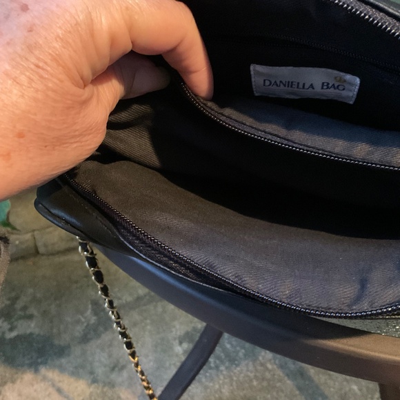 VTG Daniella Leather Quilted Beaded Purse With Gold/Leather Chain - Picture 6 of 6